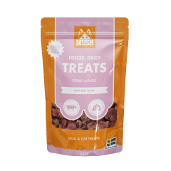 MUSH Freeze-Dried Treats Sian keuhko on pakastekuivattu lisäaineeton pohjoismaisista raaka-aineista tehty koiran ja kissan makupala.