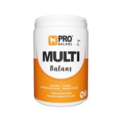 Multibalansissa on oikeassa suhteessa kaikki vitamiinit ja kivennäisaineet, mitä koira tarvitsee raakaruoan ja kotiruoan tasapainottamiseksi. 
